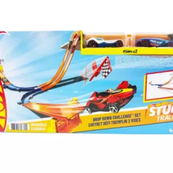 TOR SAMOCHODOWY MATTEL HOT WHEELS PODWÓJNY ZJAZD + 2 SAMOCHODZIKI