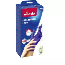VILEDA RĘKAWICZKI NITRYLOWE JEDNORAZOWE RĘKAWICE SAFE HANDS S/M 100 SZT