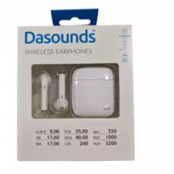 SŁUCHAWKI BEZPRZEWODOWE DASOUNDS WIRELESS BUDS BIAŁE