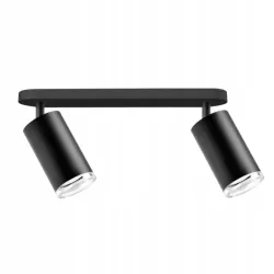 LAMPA ŚCIENNO SUFITOWA TURYN 2XGU10 IP44 CZARNA TUBA BRYZGOSZCZELNA