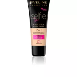 EVELINE SELFIE TIME PODKŁAD & KOREKTOR DO TWARZY 01 PORCELAIN 30 ML