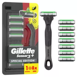 GILLETTE, SENSOR 3+, SPECIAL EDITION, MASZYNKA DO GOLENIA + 8 WKŁADÓW