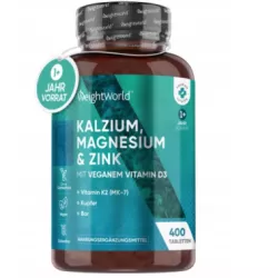 WAPŃ MAGNEZ CYNK WITAMINA D3 K2 MANGAN MIEDŹ SELEN - 400 TABLETEK
