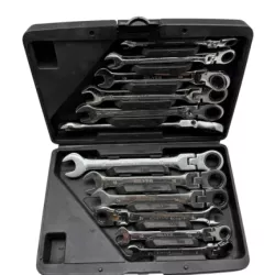 KLUCZE KUTE PŁASKO OCZKOWE Z GRZECHOTKĄ ŁAMANE 8-19 MM 12 X KLUCZ + WALIZK